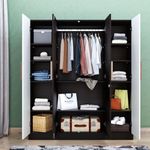 Wakefit Wardrobe | 1 Year Warranty | Almirah, Cupboard for Clothes, Wooden Almirah for Clothes, Diwali Gifts, Irena 4 Door, 1 Hanging Space, Solid Wood Handles, 18 MM Panels (Wenge and Frosty White)