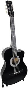 38in Pro Karrera Acoustic Guitar With Picks Tuner Steel String Bag Strap Capo Black