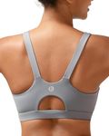 RUNNING GIRL Sports Bra for Women, Molded Cup Strappy Plus Size Sports Bra High Impact Workout Bras for Women(3026_Grey_S)