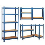 shine planet 5 Tier Garage Shelves Metal Storage Shelves, Heavy Duty Shed Storage Racking for Warehouse Workshop Office(Blue,70x30x150cm)