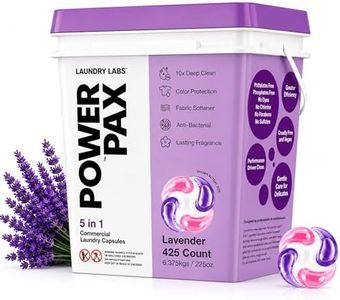 PowerPax 5-in-1 Commercial Laundry Detergent Capsules, Lavender, 425 Capsules – Stain Remover, Odor Eliminator, Color Booster, Fabric Softener for Effective Everyday Laundry Cleaning