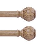 HTZON 2 Pack Wood Curtain Rods 28 to 48 Inch,1 Inch Adjustable Curtain Rod,Netted Texture Window Curtains Rods,Farmhouse Rustic Heavy Duty Curtain Rods,Brown Wood Grain Decorative Drapery Rods 18-45"