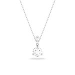 Swarovski Solitaire pendant, Round cut, White, Rhodium plated