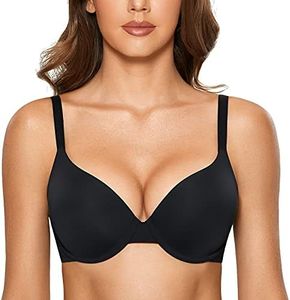 Dobreva Women's Push Up Bra Underwire Padded T Shirt Bras Full Coverage Multiway Black 32AA