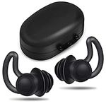 2 Pieces Earplugs for Sleep Noise Cancelling Ultra Comfortable Silicone Noise Reduction Ear Plugs for Sleeping Snoring Racing Shooting Traveling Concerts Ear Protection (Black)