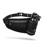 Yooumoga Hydration Running Belt for Women Men Running Fanny Pack with Foldable Water Bottle Holder for Walking No Bounce Adjustable Waist Pouch for Runners Jogging, Atrous, One Size, Casual