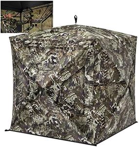 TIDEWE Hunting Blind 270°See Through with Silent Magnetic Door & Sliding Windows, 2-3 Person Pop Up Ground Blind with Carrying Bag, 300D Portable Resilient Hunting Tent for Deer Hunting(Veil Rush)