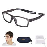 Sports Goggles Glasses Football Soccer Safety Glasses Goggles Adjustable Strap Interchangeable Temples for Men Youth (1219 Transparent Gray)