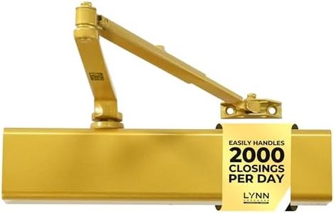 LYNN HARDWARE Heavy Duty Automatic Door Closer (Gold) - Commercial Grade, Contractors Choice, Adjustable Speed & Force, Delayed Closing Timer, 3 Mounting Options, 3 Hour Fire Rated (DC8016 Model)
