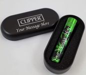 Limited Edition - Clipper Lighter ® Deep Laser Engraved Personalised Green Leave Metal - Engraving Included for Birthdays, Anniversaries, Weddings and Valentines - Green Leave