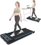 GEARSTONE Treadmill for home,Under Desk Treadmill with 1-6km/h,Walking Pad with Bluetooth Speaker & Remote Control,LED Display,No Assembly Required (Black Blue)