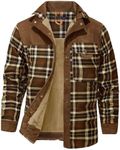 Haellun Men's Long Sleeve Sherpa Lined Shirt Jacket Flannel Plaid Fleece Coats(Brown,XS)