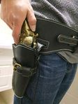 dgfweg Western Leather Holster Gun Belt Rig 44/45 Revolver Black (Brown, 34“)