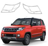 BuBu Car Silver Plated Chrome Headlight Cover Compatible for Mahindra TUV 300 Car (Set of 2)