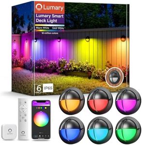 Lumary Smart Low Voltage Deck Lights 12-24V with Hub, RGB+CCT Outdoor Step & Fence Lighting, IP65 Waterproof Landscape Lights for Patio, Yard, Stairs, Compatible with Alexa & Google, 6 Pack