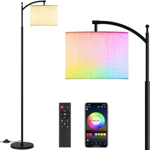 CHUCII Arc Floor Lamps for Living Room Bedroom, 3 Color Temperature Modern Standing Lamps Tall Lamp with Remote Control, Stepless Dimmable Colors Temperature & Brightness (RGB Bulb)