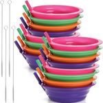 Mezchi 16 Pack Cereal Bowls with Straws for Kids, 22 Oz Breakfast Bowls for Kids, BPA-Free Sip-A-Bowl, Reusable Bowls for Milk, Soup, Dishwasher Safe, 4 Colors