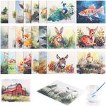 Dinifee 75 Pcs Dementia Water Painting Products for Elderly Include Reusable Farm Theme Animal Water Painting Toys Painting Brush Plastic Cups for Dementia Alzheimer Seniors Drawing Activities Gift