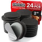 X-PROTECTOR Felt Furniture Pads - 24 PCS 2" Floor Protectors for Chair Feet - Hardwood Floors Protection (Black, Round)