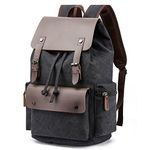 Vintage Canvas Backpack Casual Daypacks Travel Rucksack for Men Women Laptop Backpack College School Bag Outdoor Hiking Camping Black