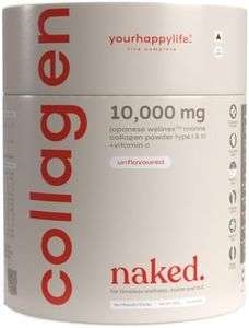 yourhappylife Collagen Naked | Unflavored Marine Collagen Peptides With Vitamin C For Skin, Joints, Hair & Nails | Hydrolyzed For Fast Absorption | 10,000mg Collagen + 80mg Vitamin C |Powder