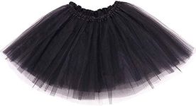 Msrlassn Women's Teen Adult Classic Elastic 4 Layered Tulle Tutu Skirt for Dress-up Parties Dancing (Black)