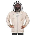 Bee Proof BP-101 Beekeeping Jackets with Fencing Veil Breathable Cotton Beekeeper Suit Outfit Total Protection for Professional and Beginner (X-Large, Khaki)