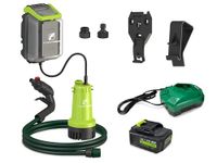 FLUENTPOWER Cordless Submersible Water Pump Kit, 18V Battery Operated Rain Barrel Pump 530GPH, Max 2 Bar, Portable Transfer Pump for Water Butt Tank Pond Pool, with 8.2ft Cord and 7.2ft Hose