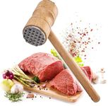 ProBytes Wooden Meat Pounder Mallet - Metal Ribs & Spike/Teeth Dual Style Tenderiser, Puncture Meat, Soften Fibres, Hammer All Types of Meat, Natural, Juicy, Tender, Beef, Turkey, Chicken, Pork, Steak