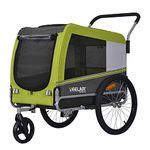 Large Pet Bike Trailer & Stroller For Dogs up to 35kgs Parking Brakes Reinforced Base Floor (Lime Green/Black)