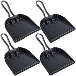 Mumufy 4 Pack Heavy Duty Metal Dust Pans 12 Inch Metal Dustpan Large Dust Pan Wide Dustpans for Household Handheld Wide Scooper Dust and Debris Cleaning Tool Ideal for Home and Commercial Use (Black)