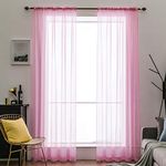 MIULEE 2 Panels Solid Color Sheer Window Curtains Smooth Elegant Window Voile Panels/Drapes/Treatment for Bedroom Living Room Pink 55" Wx69 L, Rod Pocket