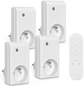 Prise Telecommande sans Fil, SURNICE Prise Télécommandée Programmable, Portée 40M, 1000W, 4 Prises Électriques et 1 Télécommande, Piles Fournies, Blanc