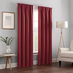 ECLIPSE Kendall Modern Blackout Thermal Rod Pocket Window Curtain for Bedroom or Living Room (1 Panel), 42 X 63, Ruby