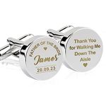 Cufflinks for Men Personalised Cufflinks Engraved for Wedding Anniversary Fathers Day Best Man Groomsmen Usher Husband Father of the Bride Customised Gifts for Him with Box (Design 2)