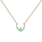 PAVOI 14K GOLD Plated Green OPAL Deer Antler Necklace 16-18"