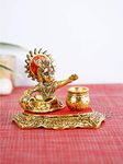 Collectible India Baby Krishna Idol Makhan Chor Showpiece Murti - Gold Plated Metal Krishna Idols Statue for Home Puja Temple Shelf Table Decoration