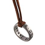 Uncharted 4 Nathan Drake Ring Necklace for Men with Adjustable Leather Cord Handmade, Metal