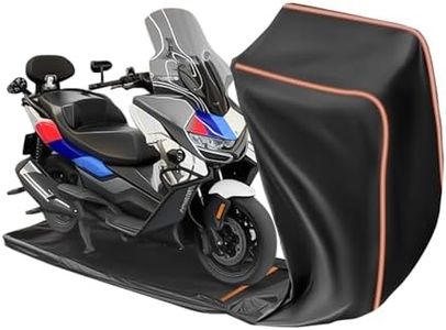 FJWDSC Full Enclosed Large Motorcycle Cover Waterproof Outdoor/Indoor Storage Motorcycle Cover Heavy Duty with Reflective Strips Fits Touring/Trike Motorcycles Length up to 118" with Side+Top Box