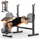 YOLEO Adjustable Weight Bench, 827LBS Foldable Workout Bench for Home Gym - 10-Position Incline Decline Flat - Extended Head & Spine Support, True 90° Vertical, Fast Folding (Orange)