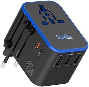 Ceptics Universal Travel Adapter, 45W International Power Adapter with PD & QC 3.0 Dual USB-C, 3 USB Travel Adapter Worldwide, Type I C G A Outlets 110V 220V A/C - EU Euro US UK (11-KU)