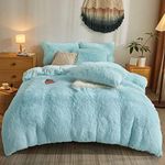 Light Blue Faux Fur Shaggy Comforte
