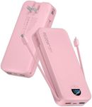 citicr Portable Charger 20000mAh PD20W w/Built-in Cables & Wall Plug Pink