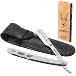 MARKHOR® Silver- Cut Throat Razor Kit – Mens Straight Razor, Barber-Grade Cutthroat Razor, Professional Straight Edge Beard Razor for a Clean & Precise Shave (Silver)