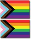 Magnet Me Up Flag Progress Pride Gay Pride Rainbow Flag Magnet Decal, 3x5 Inches, 2 Pack, Heavy Duty Automotive Magnet for Car Truck SUV, in Support of LGBTQ