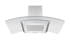 Cookology Curved Glass Chimney Cooker Hood, Wall Mounted Extractor Fan, LED lighting, Adjustable Height (Stainless Steel, 90cm)