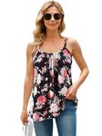 Charmo Women Camisole with Built-in Bra Padded Sleeveless Cami Adjustable Straps Tank Top Floral Black L