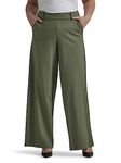 Lee Women's Plus Size Ultra Lux Comfort Any Wear Wide Leg Pant, Olive Grove, 18 Plus Petite