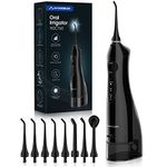 Hangsun Water Flosser for Teeth Cordless Oral Irrigator Dental Water Jet Electric Tooth Flosser with 8 Jet Tips 300ML Water Tank USB Rechargeable for Tavel and Home Use (Black)