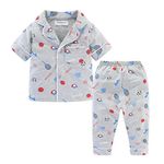 Mud Kingdom Toddler Boys Collared Pajamas Set Cute Summer Cartoon Football Gray 2T